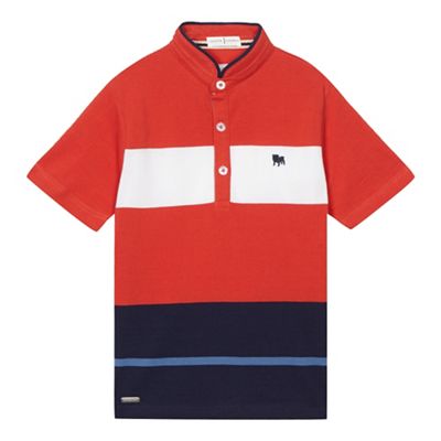 Boys' red stripe polo shirt